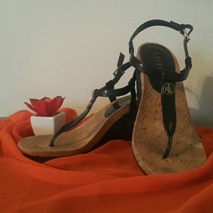 Navy blue Ralph Lauren wedges size 10